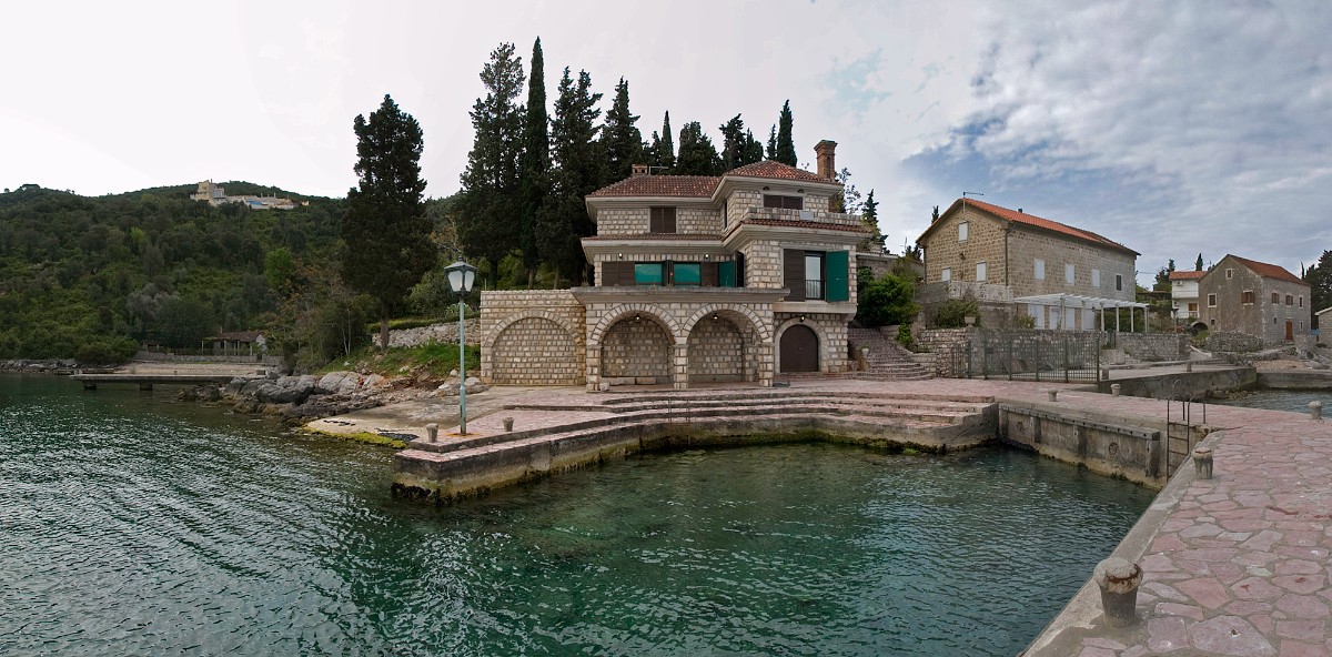 Stone Villa Right on the Seafront with Private Marina, Rose, Luštica